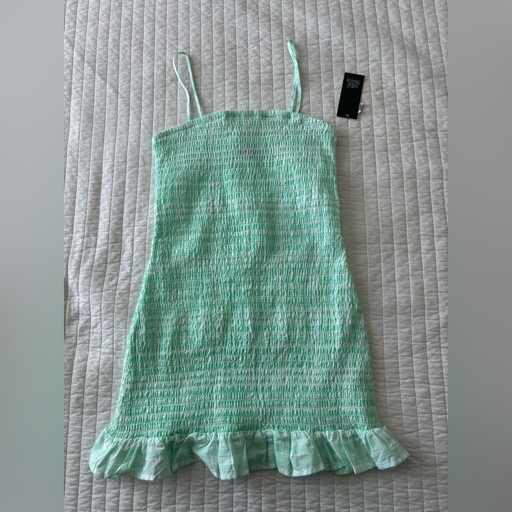 wild fable Mint Green Smocked Dress with Spaghetti Straps